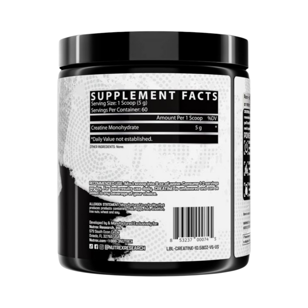 Creatina Monohidratada Nutrex de 60 servicios.