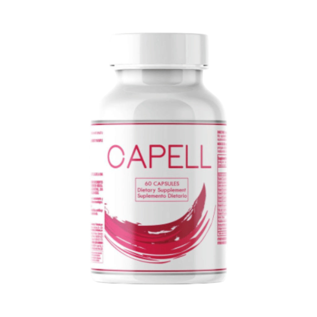 Frasco de suplemento Capell de Healthy America para cabello, piel y uñas, disponible en Somos Landa
