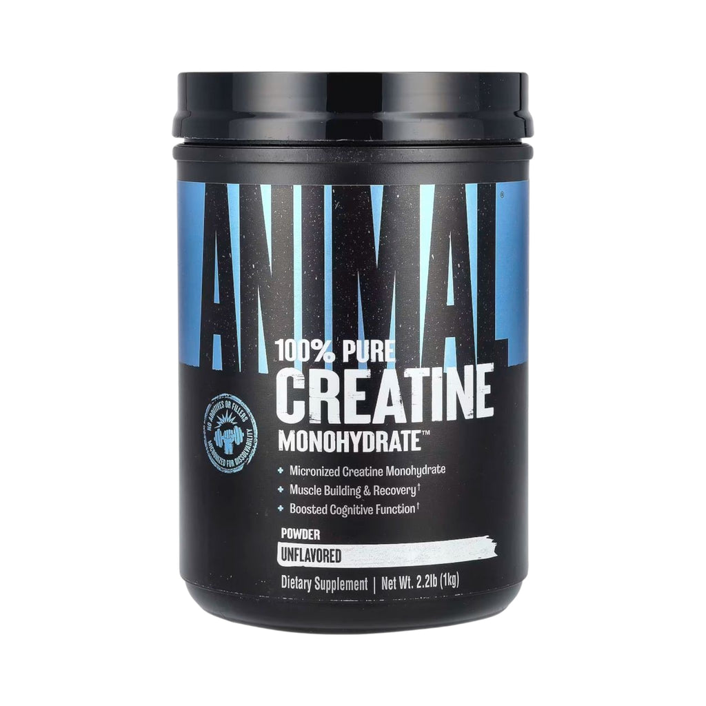 Envase de 1kg de Creatina Monohidratada Animal de Somos Landa, suplemento puro micronizado para fuerza y recuperación.