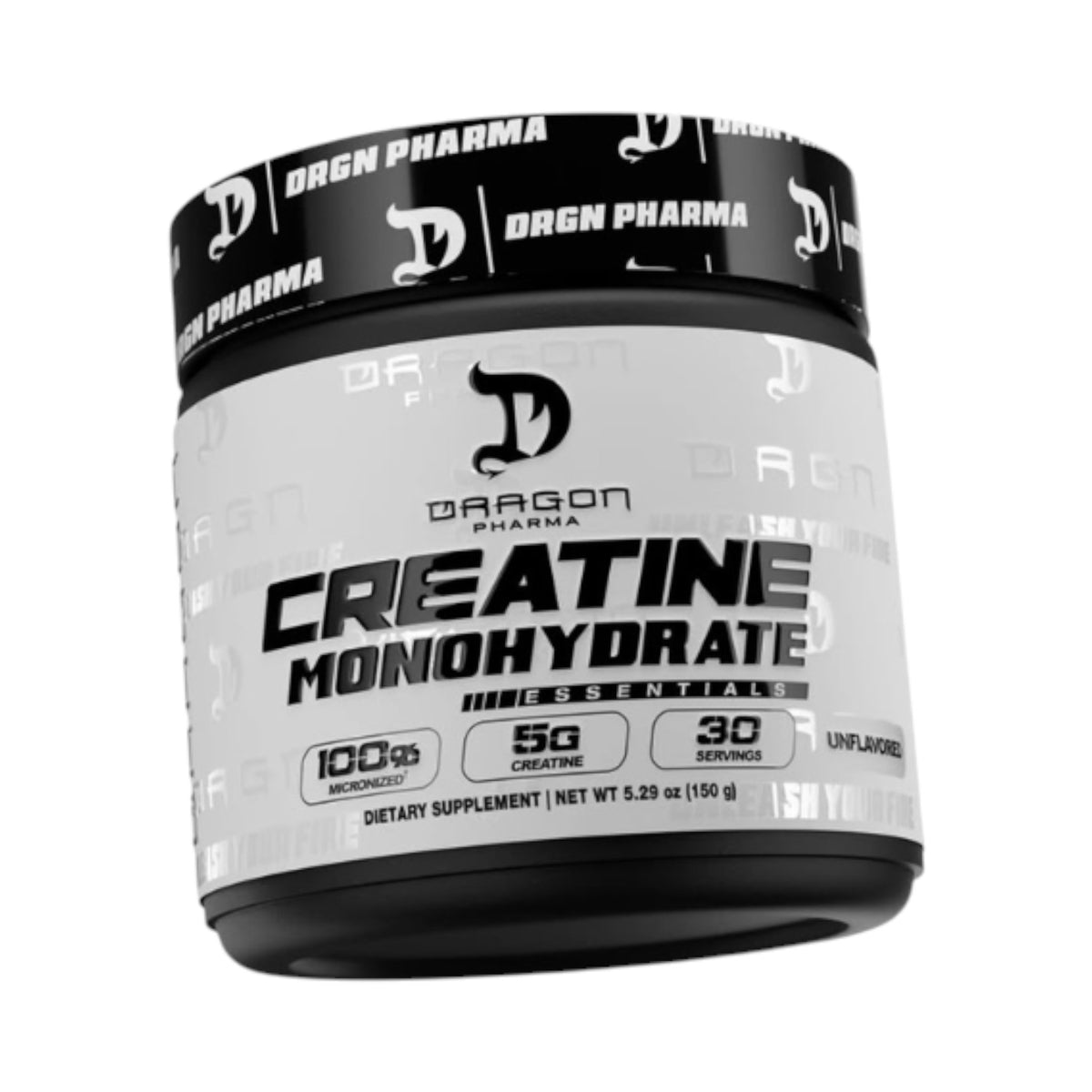 Envase de Creatina Monohidratada Dragon Pharma 30 servicios, suplemento en polvo micronizado de Somos Landa.