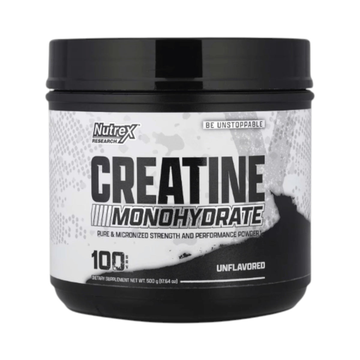 Envase de Creatina Monohidratada Nutrex de 500g, suplemento en polvo micronizado sin sabor de Somos Landa.