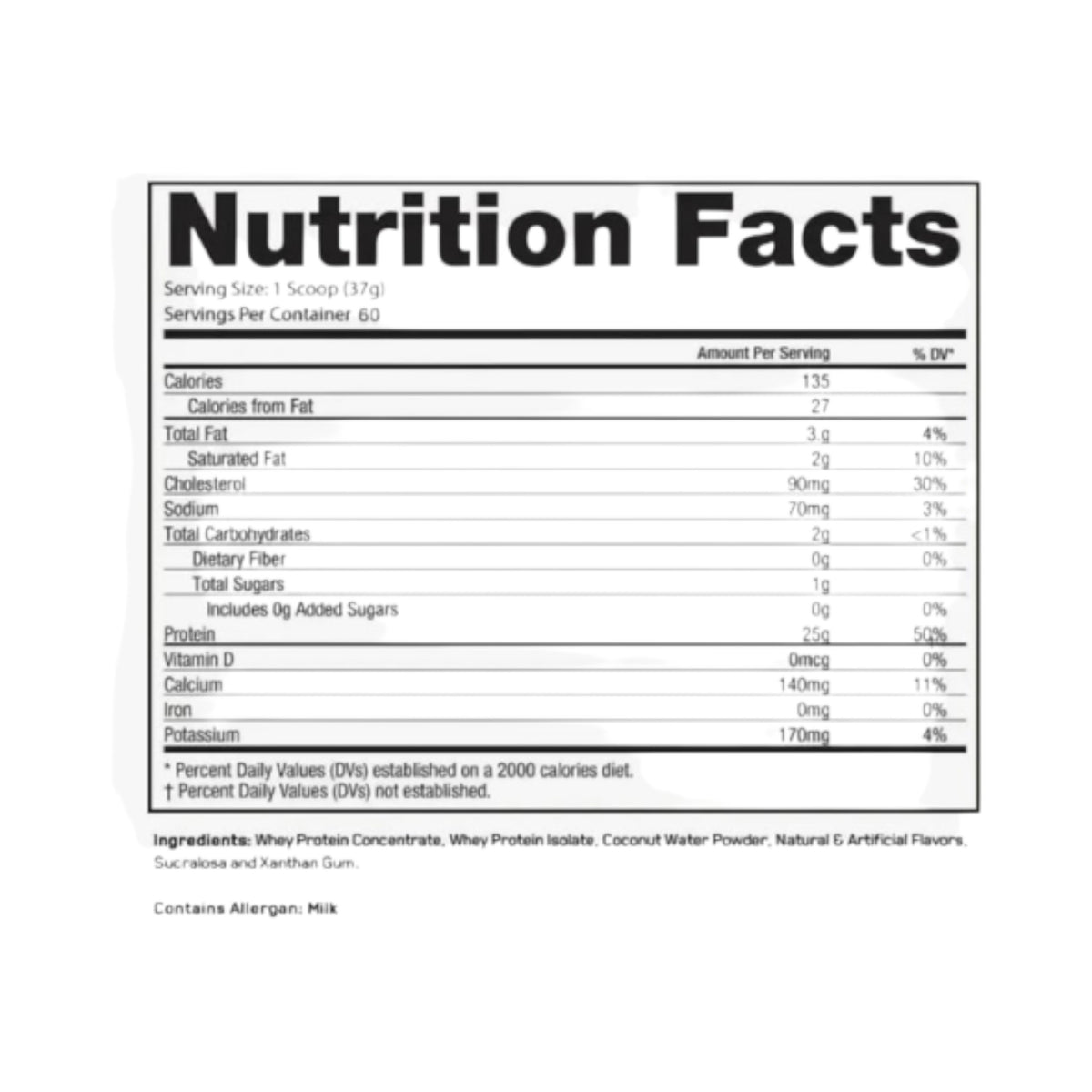 Etiqueta de información nutricional de Somos Landa para proteína WheyPhorm con desglose de calorías y nutrientes