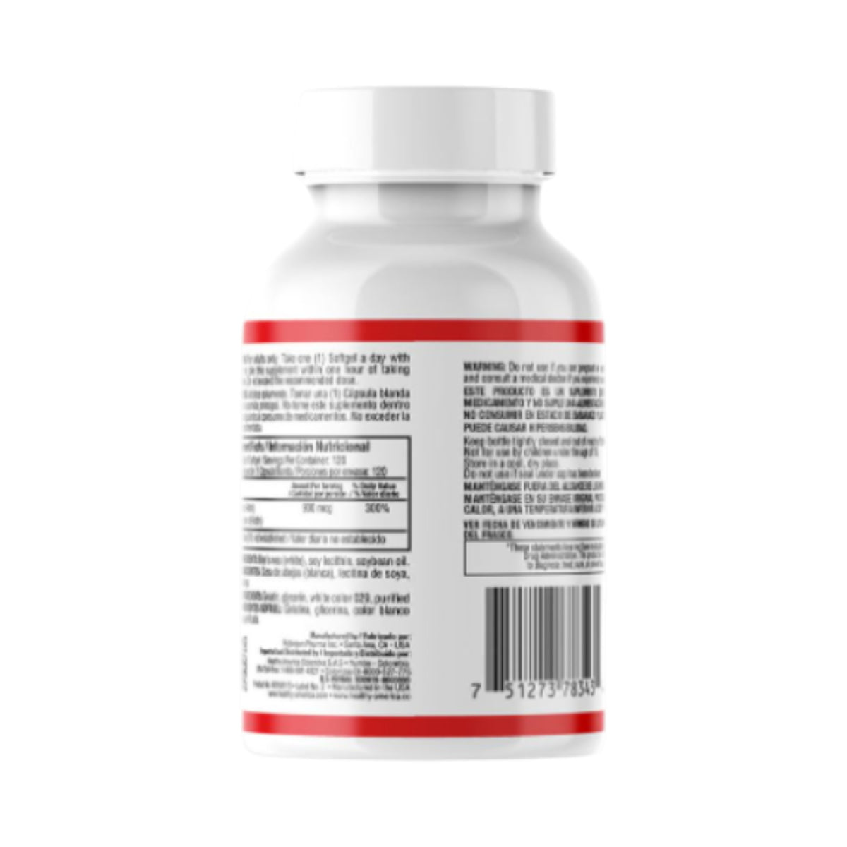 Frasco de suplemento Somos Landa Healthy America Magnesium Oxide 400mg con etiqueta informativa y código de barras