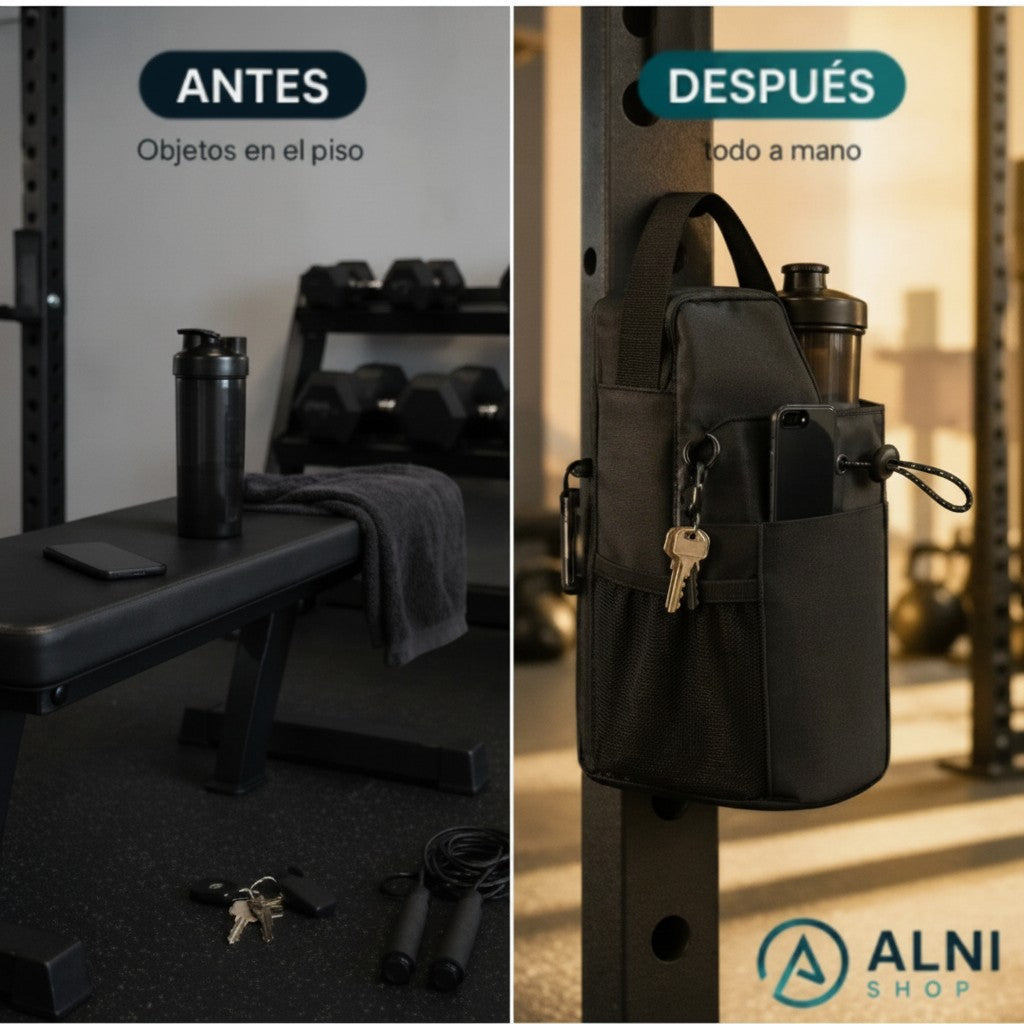 Somos Landa porta termo magnético negro para gimnasio, organizador de botellas y accesorios con imanes de alta potencia.
