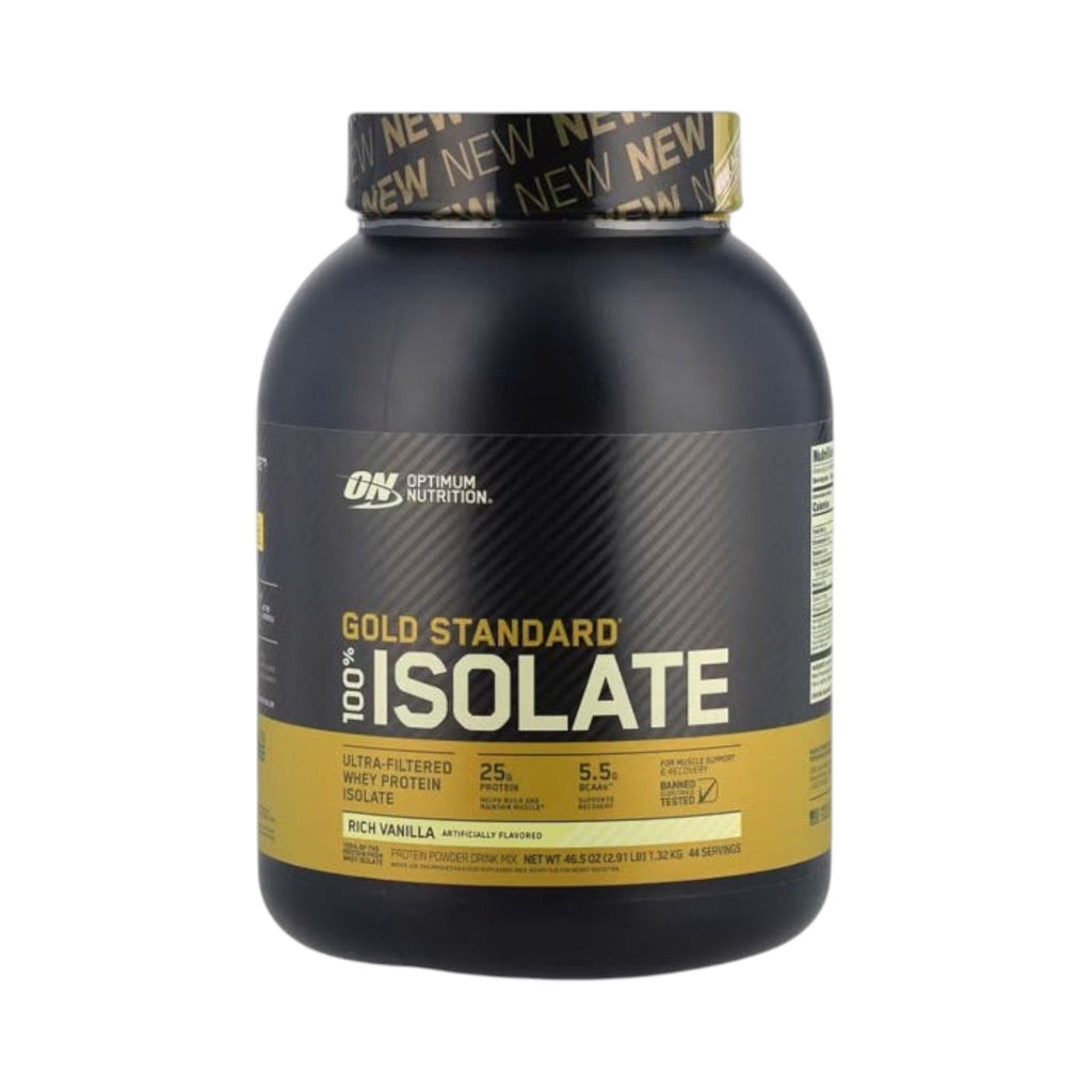 Envase de 3 libras de proteína Gold Standard 100% Isolate de Optimum Nutrition en Somos Landa