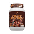 Envase de proteina WheyPhorm de Dragon Pharma sabor Double Chocolate Brownie, disponible en Somos Landa