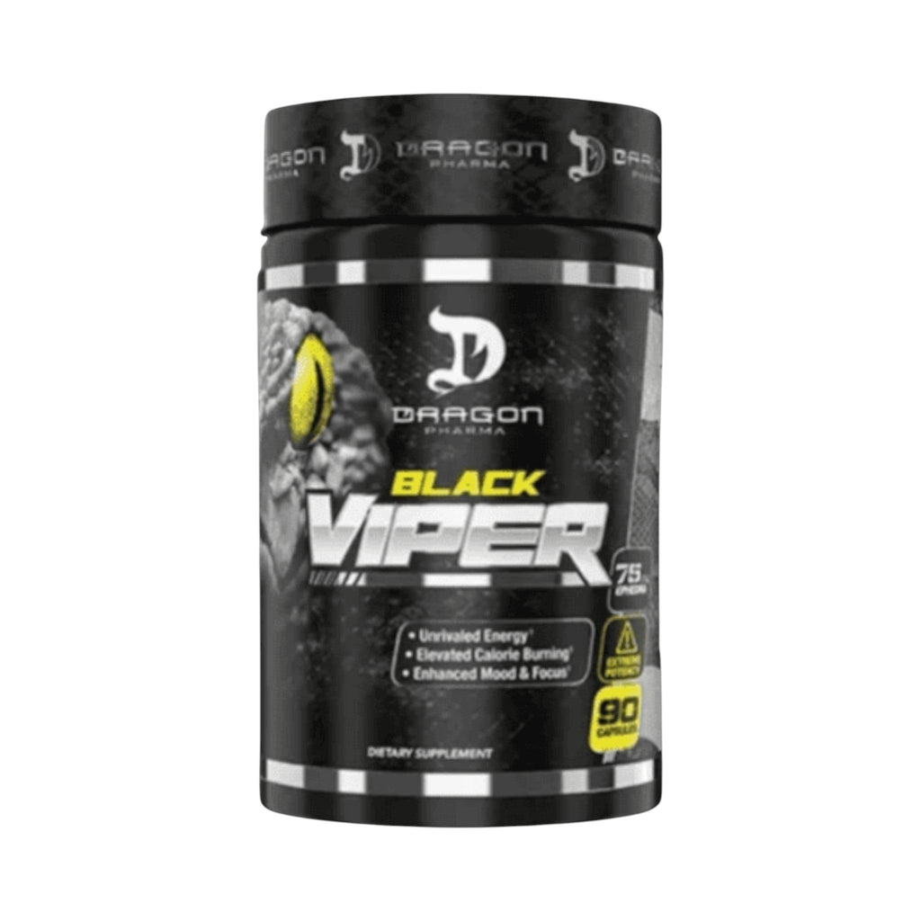 Frasco de quemador de grasa Black Viper de Dragon Pharma en Somos Landa, suplemento termogénico de 90 cápsulas.