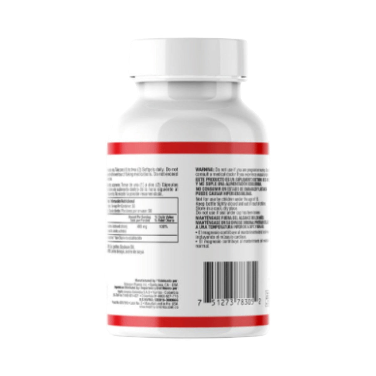 Envase de Super Magnesium 400mg de Healthy America, suplemento de Somos Landa con información nutricional y sello.